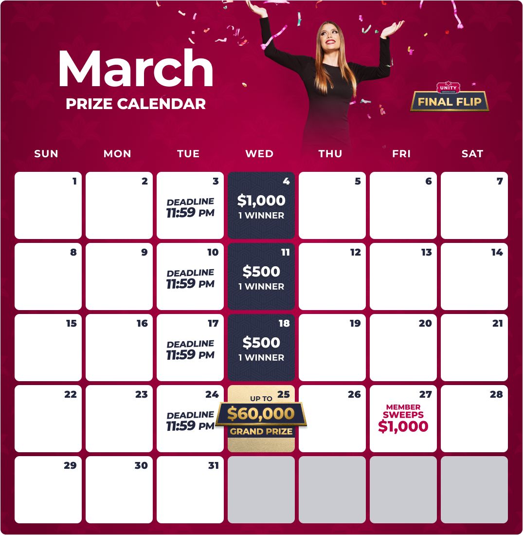 Unity No win calendar February 2026